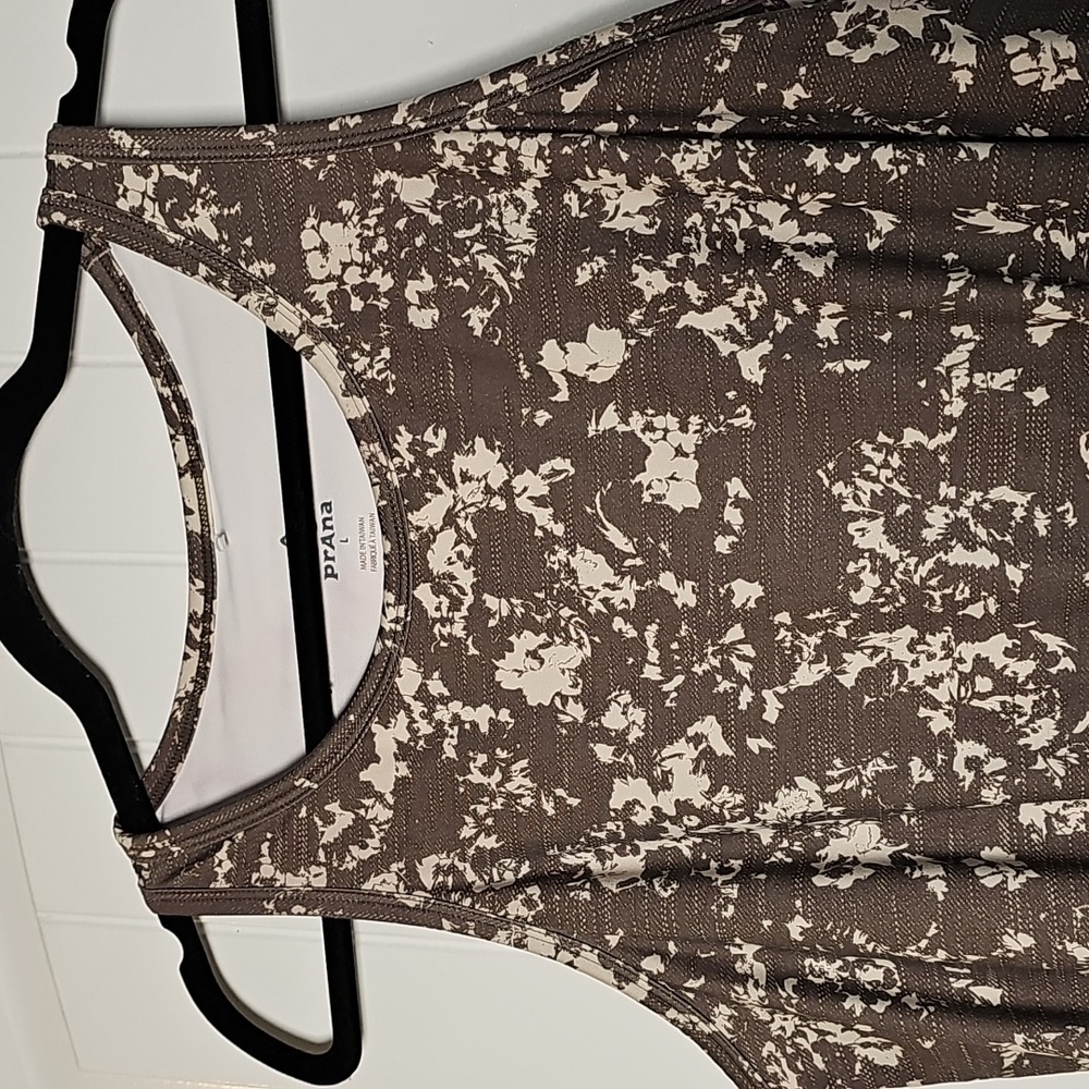 Prana L Olive Green and Cream Floral Dress - Picture 3 of 12